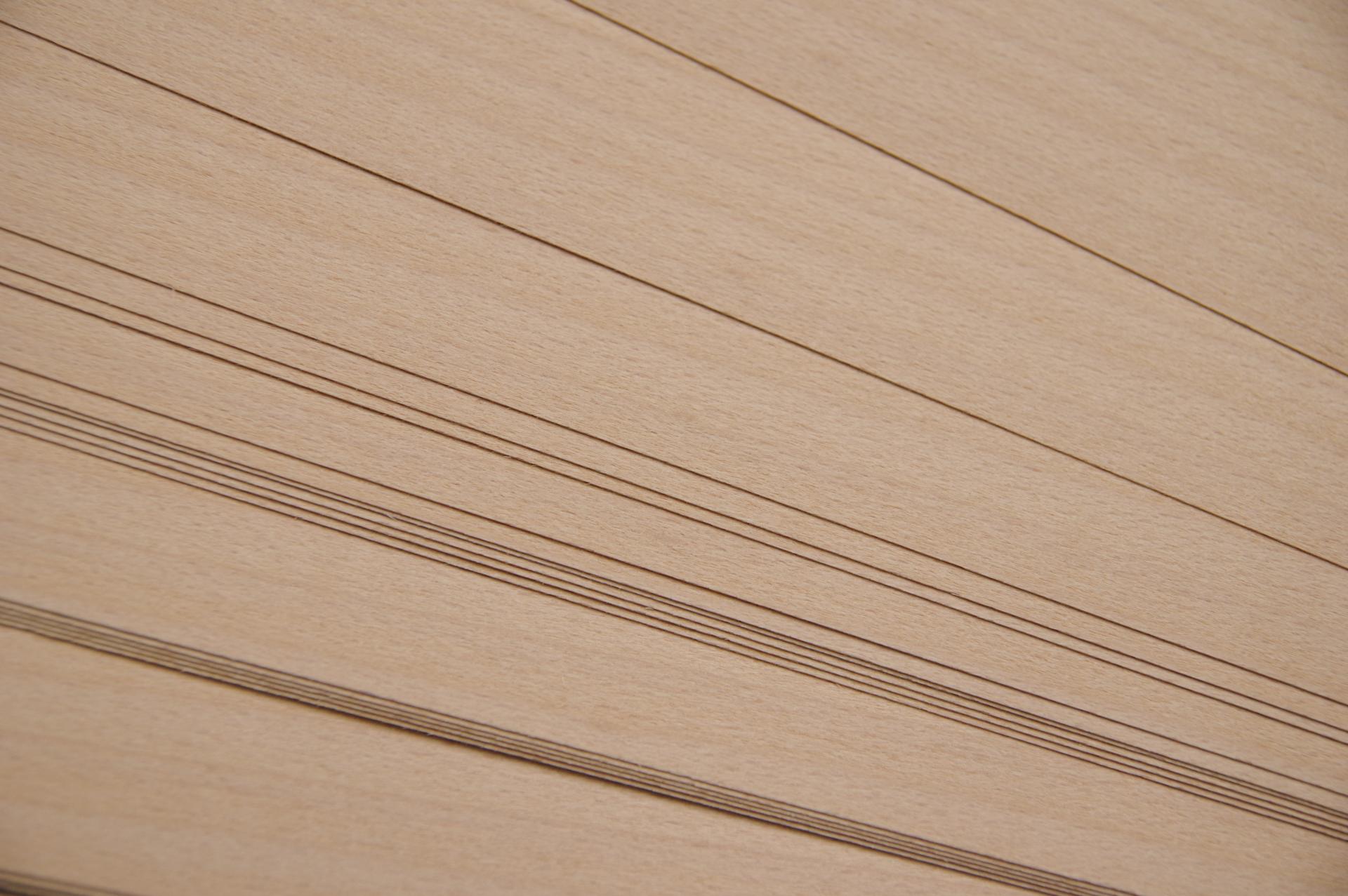 Buche -Furnier (0,6mm) - 0,81m² (22Stk. x 67cm x 5,5cm)