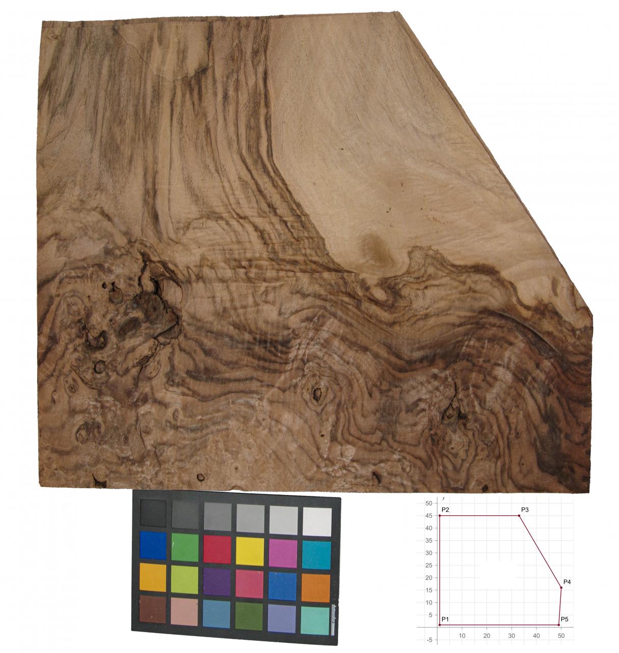 Californian Walnut Burl, - veneer (1,4mm) - 0,38m² (2pcs. x 43cm x 49cm)