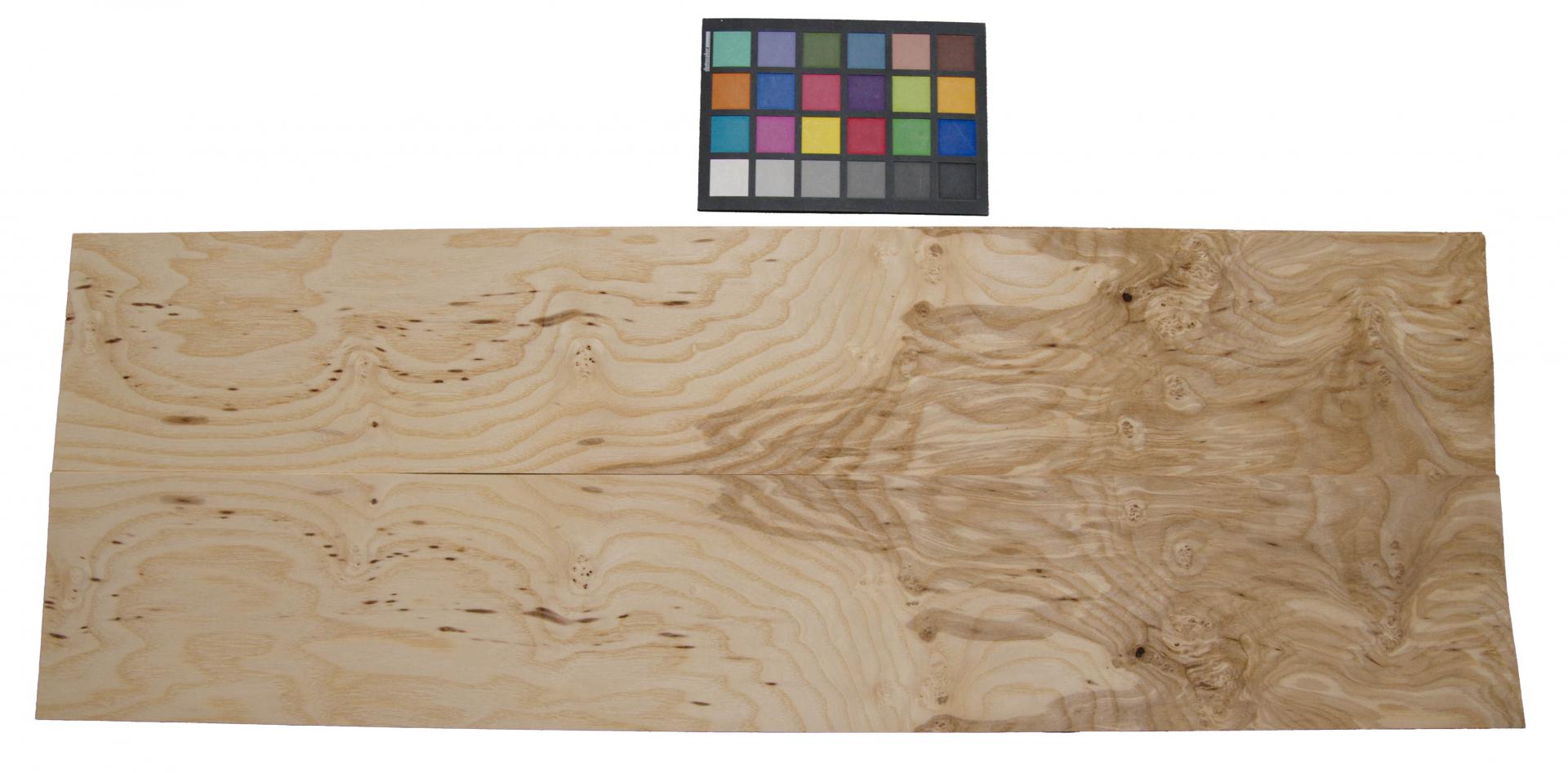 Esche Maser; oliv -Furnier (0,6mm) - 0,93m² (6Stk. x 97cm x 16cm)