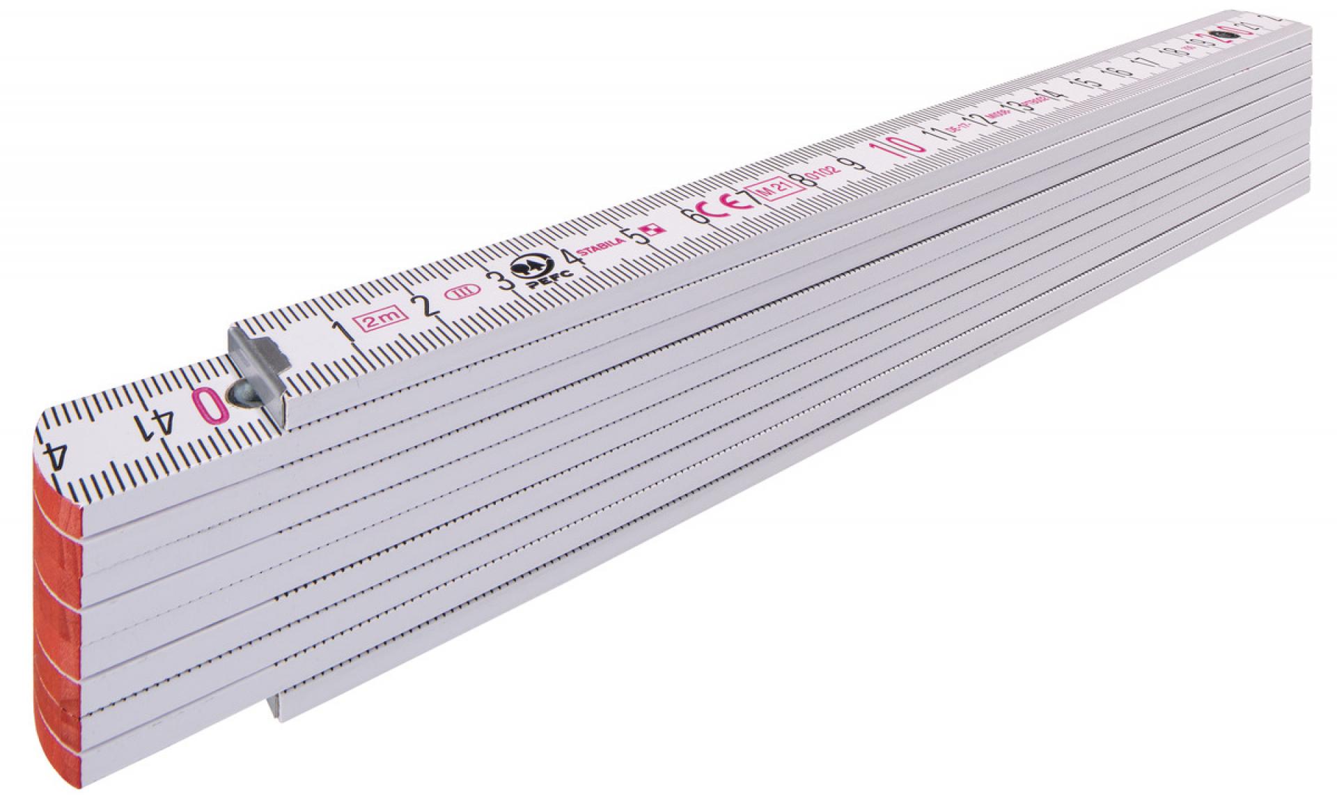 Hochwertiger Holz-Gliedermaßstab STABILA Type 1707 (weiß), 2m
