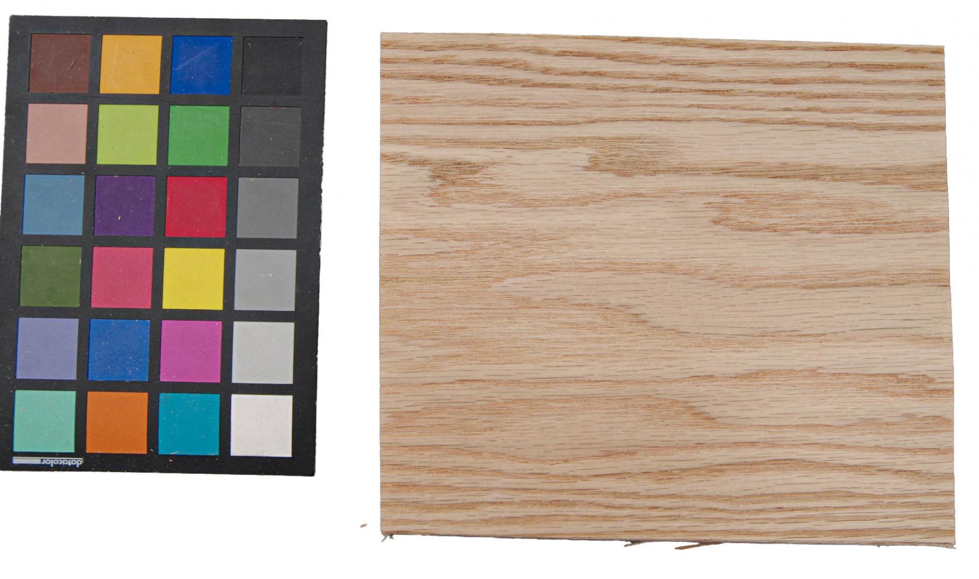 Red Oak, veneer with Colour reference card Eiche, rot Furnier mit Farbreferenz-Karte