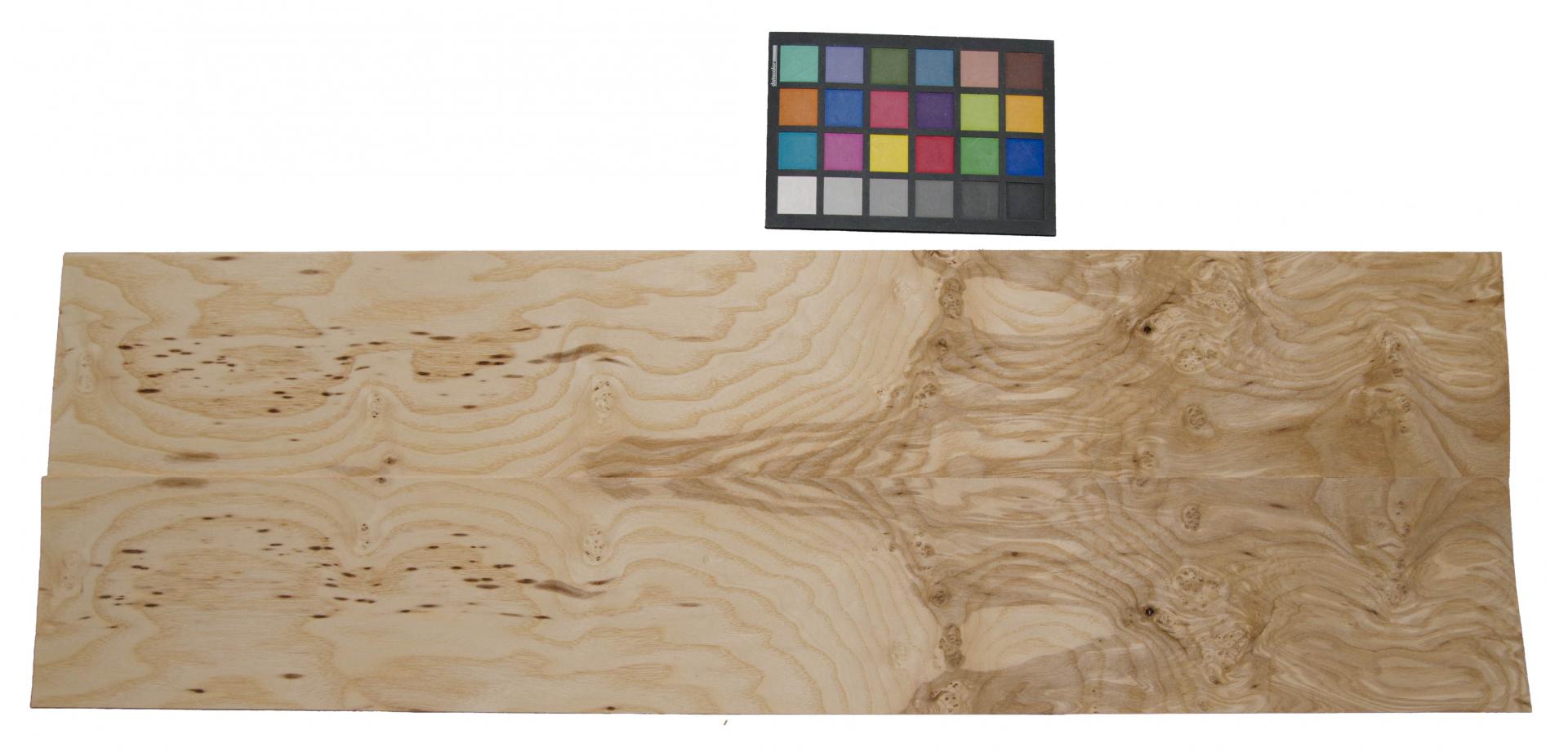Esche Maser; oliv -Furnier (0,6mm) - 0,87m² (6Stk. x 97cm x 15cm)